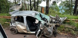 BR-356, Serra da Santa: vítima em estado grave é socorrida pelo helicóptero da PRF após acidente