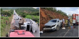 Dois acidentes com veículos pesados na BR-251 em pontos próximos; um deles com dois mortos Dois acidentes com veículos pesados na BR-251 em pontos próximos; um deles com dois mortos