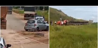 BR-381: acidente entre caminhão e carro faz veículo pesado capotar; 1 morto e 1 gravemente ferido BR-381: acidente entre caminhão e carro faz veículo pesado capotar; 1 morto e 1 gravemente ferido