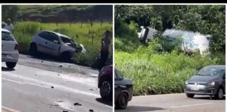 Motorista morre após carro colidir com carreta na BR-381 Motorista morre após carro colidir com carreta na BR-381