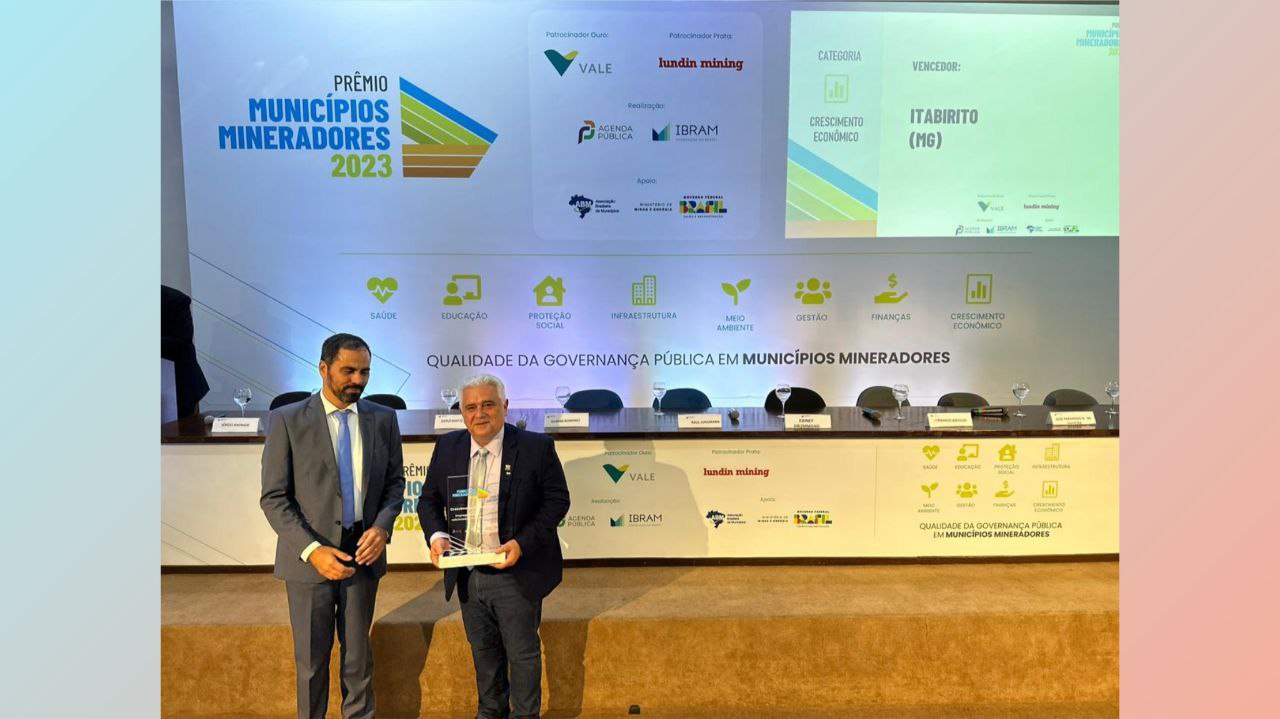 Prêmio Municípios Mineradores: Itabirito conquista 1º lugar na categoria Crescimento Econômico