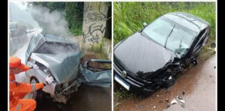 Cachoeira do Campo, Ouro Preto: com pista molhada, 2 carros se envolvem em acidente na BR-356; FOTOS Cachoeira do Campo, Ouro Preto: com pista molhada, 2 carros se envolvem em acidente na BR-356; FOTOS