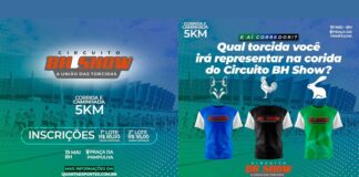 Vem aí o Circuito BH Show: corrida com união das 3 maiores torcidas de MG Circuito BH Show. Imagem - divulgação.