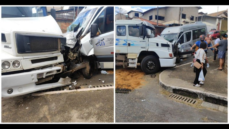 Itabirito: van perde freio e bate em carreta no Capanema; veja fotos e vídeo
