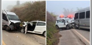 MG: idoso morre após colisão frontal entre carro e van MG: idoso morre após colisão frontal entre carro e van