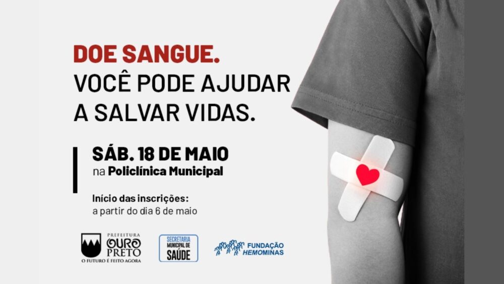 Inscrições abertas para doação de sangue em Ouro Preto. Foto - divulgação.