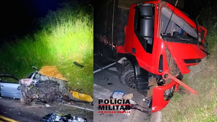 Colisão entre caminhão e carro mata 1 criança, 2 idosos e deixa 3 feridos na MG-050