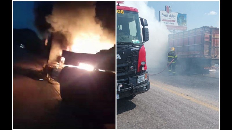 BR-381, BR-458 e zona urbana: bombeiros combatem 3 incêndios em veículos em diferentes pontos de MG
