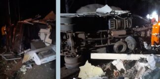 Itabirito, BR-356: caminhão bate em ponto de ônibus, acerta árvores e tomba, mas motorista sai ileso Itabirito, BR-356: caminhão bate em ponto de ônibus, acerta árvores e tomba, mas motorista sai ileso