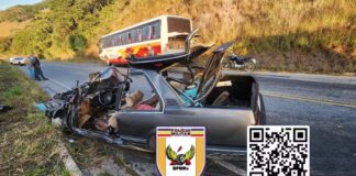 Motorista de 65 anos fica ferido após carro bater de frente com ônibus na MGC-383 Motorista de 65 anos fica ferido após carro bater de frente com ônibus na MGC-383