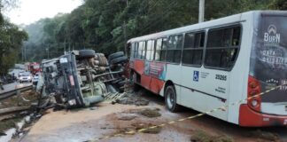 Acidente envolvendo ônibus e carreta deixa feridos na MG-030, em Nova Lima Acidente envolvendo ônibus e carreta deixa feridos na MG-030, em Nova Lima