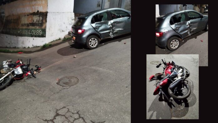 Itabirito: moto e carro se envolvem em batida e garupa fica ferido