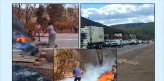 Moradores de Água Limpa, lado de Nova Lima, fecham a BR-040 e polícia libera o trânsito Moradores de Água Limpa, lado de Nova Lima, fecham a BR-040 e polícia libera o trânsito