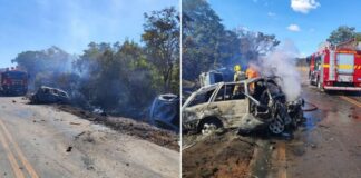2 pessoas morrem carbonizadas após acidente entre veículos na MG-220