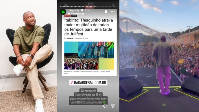 Itabirito, Julifest: Thiaguinho compartilha nos Stories de seu Instagram matéria do Radar Geral