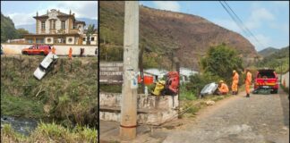 Carro cai em ribanceira no Pilar, em Ouro Preto