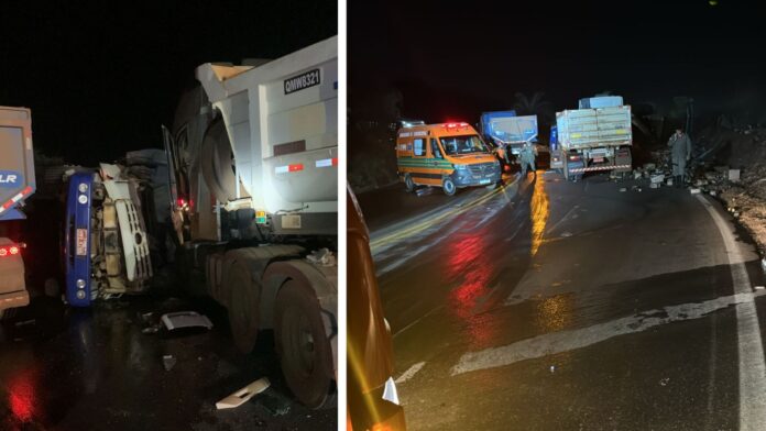 Itabirito, Serra da Santa: colisão frontal entre 2 carretas deixa 2 mortos na BR-356