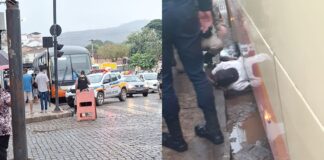 Homem se desequilibra e quase perde a perna após cair embaixo de ônibus em Mariana Homem desequilibra do meio fio e quase perde a perna após cair embaixo de ônibus em Mariana