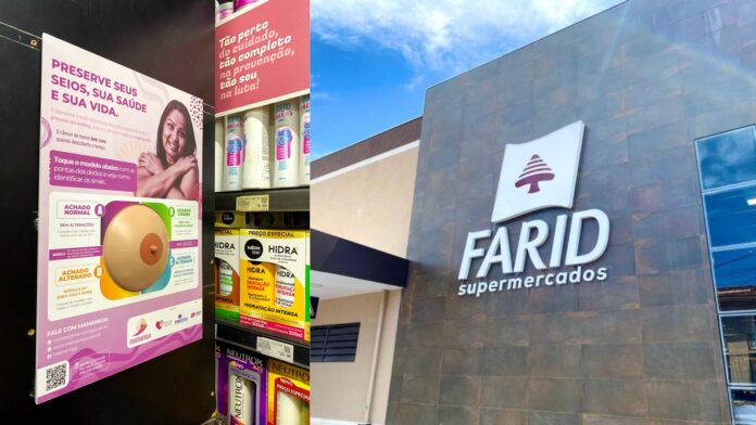 Farid Supermercados apoia a luta contra o câncer de mama com totens informativos em todas as lojas