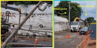 Poste a ponto de cair em rua da Boa Viagem, em Itabirito, é substituído pela Cemig Poste a ponto de cair em rua da Boa Viagem, em Itabirito, é substituído pela Cemig