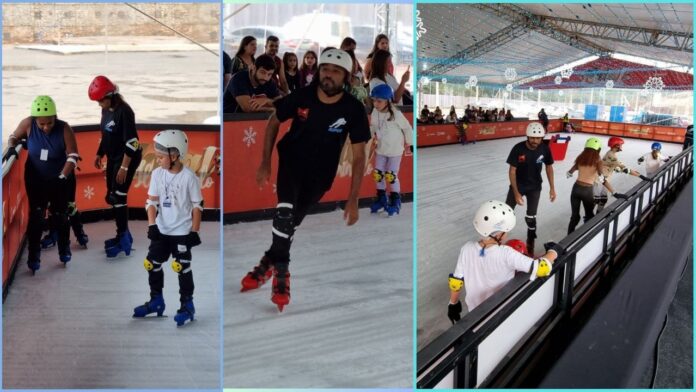 1º dia: pista de patinação no gelo é diversão para as famílias em Itabirito