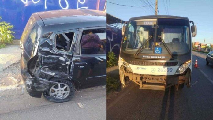 Motorista sem habilitação invade contramão e colide com ônibus em Contagem