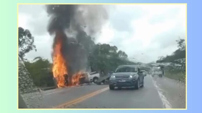 BR-494: acidente entre Saveiro e Gol deixa 2 mortos carbonizados em Itapecerica    