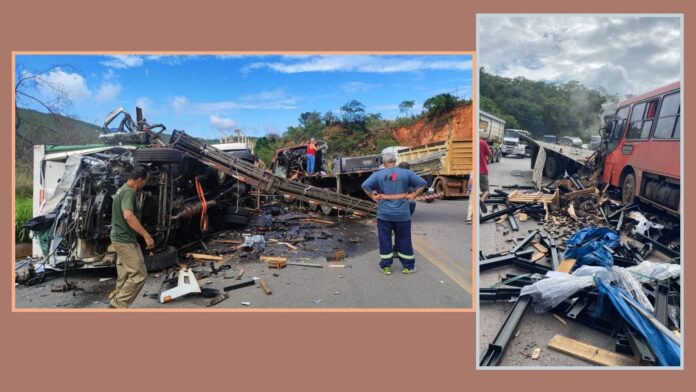 Acidente entre 5 veículos: motorista morre e 26 vítimas feridas na BR-381, entre Caeté e Sabará