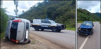 Choque entre carros em Ouro Preto: motorista de Kwid tenta entrar em loja na BR-356; e Palio capota Choque entre carros em Ouro Preto: motorista de Kwid tenta entrar em loja, na BR-356, e Palio capota