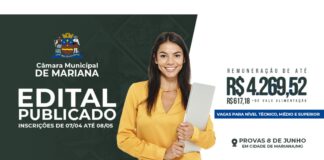 Câmara de Mariana abre concurso público com salários de até R$ 4,2 mil Câmara de Mariana abre concurso público com salários de até R$ 4,2 mil
