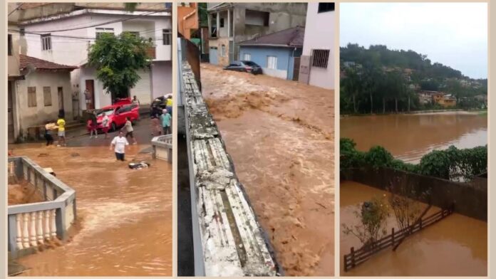 Águas de córrego transbordam e castigam Diogo de Vasconcelos – cidade vizinha de Mariana; VEJA VÍDEO