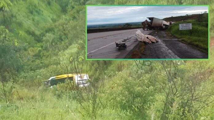 MG, BR-262: motorista morre após ônibus da Gontijo se chocar com carreta e descer ribanceira de 150 m