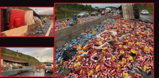 Carreta com latas de cerveja tomba na BR-040, 4 ficam feridos e parte da carga é saqueada Carreta com latas de cerveja tomba na BR-040, 4 ficam feridos e parte da carga é saqueada