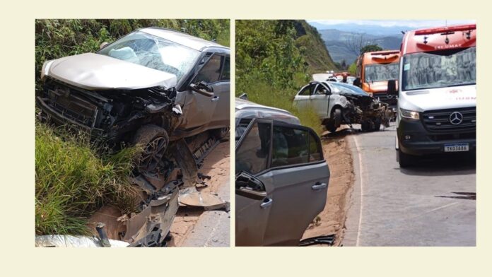 BR-356, Itabirito: motorista perde controle da direção e veículos se chocam na Serra da Santa; 9 feridos