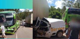 BR-040, Curva da Celinha, Itabirito: 2 vítimas em acidente entre ônibus, 2 caminhões e 2 veículos leves Imagens do acidente divulgadas pelo site Barbacena Online