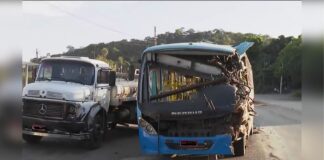 Acidente entre ônibus, carreta e caminhão deixa ferido na BR-381 Acidente entre ônibus, carreta e caminhão deixa ferido na BR-381