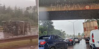 Jardim Canadá, Nova Lima: acidente entre caminhão munck e carro deixa motorista ferido na BR-040 Jardim Canadá, Nova Lima: acidente entre caminhão munck e carro deixa motorista ferido na BR-040