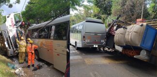 Leite, Ouro Preto: choque de caminhão na traseira de micro-ônibus deixa motorista preso às ferragens Leite, Ouro Preto: choque de caminhão na traseira de micro-ônibus deixa motorista preso às ferragens