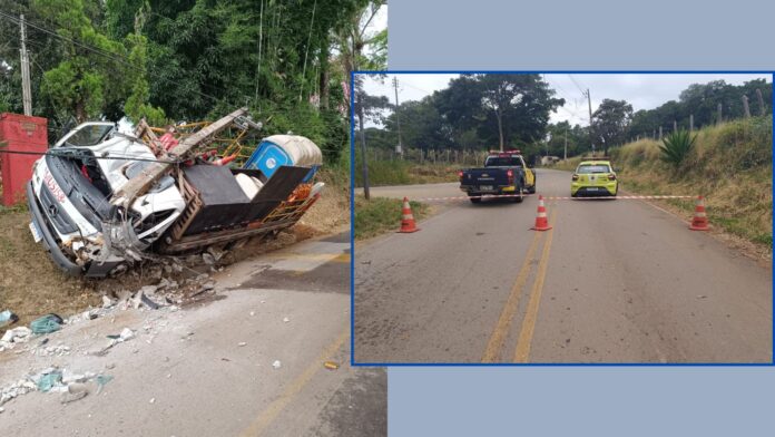 Leite, Ouro Preto: caminhão bateu em poste antes de atingir micro-ônibus; Ourotran desvia trânsito