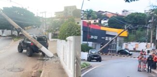 Itabirito: condutora perde controle de troller, desce morro de ré e bate em poste a metros de distância Itabirito: condutora perde controle de troller, desce morro, bate de ré em poste e parte da cidade fica sem luz