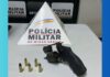Ouro Preto: revólver e munições são encontrados numa sacola debaixo de lixeira em via pública Ouro Preto: revólver e munições são encontrados numa sacola debaixo de lixeira em via pública
