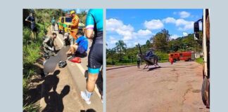 Brigada de Itabirito: ciclista cai e é levada para o João XXIII de helicóptero; trilheiro machuca perna Brigada de Itabirito: ciclista cai e é levada para o João XXIII de helicóptero; trilheiro machuca perna
