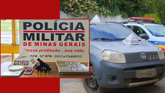 Itabirito: homem é preso na Vila Gonçalo com 3 barras de maconha e pistola em fundo falso de carro