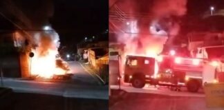 Itabirito: Vila Gonçalo acorda com fogo e explosões em caminhonete estacionada Itabirito: Vila Gonçalo acorda com fogo e explosões em caminhonete estacionada