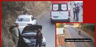 Choque entre moto e carro é flagrado por câmera em Ouro Preto Choque entre moto e carro é flagrado por câmera em Ouro Preto