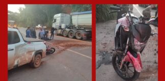 Itabirito: durante conversão proibida na BR-356, caminhonete é atingida por moto; 1 ferido Itabirito: durante conversão proibida na BR-356, caminhonete é atingida por moto; 1 ferido