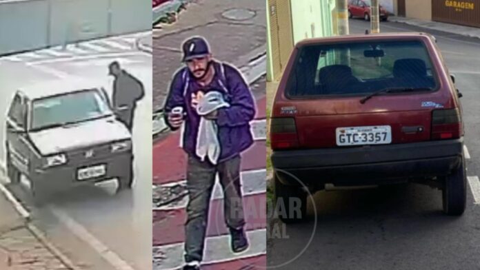 Ladrão arromba e leva Fiat Uno no bairro de Lourdes em Itabirito; VÍDEO