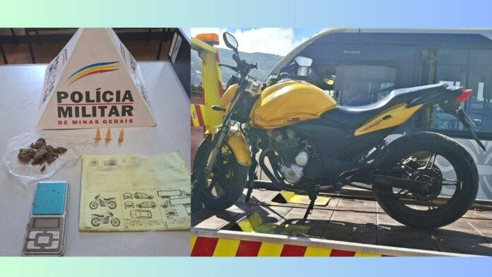PM apreende cocaína, maconha e moto após denúncia sobre tráfico de drogas em Ouro Preto