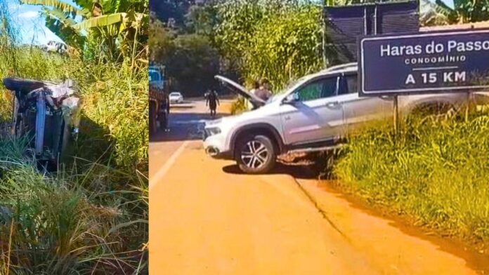 Itabirito, BR-356: óleo na 'Santa' faz condutora cair de moto, e veículo tem perda total perto do Paraki
