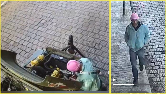 Manhã de domingo, Centro de Itabirito: ladrão furta bateria de jipe e é flagrado por câmeras